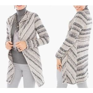 CHICO'S Petite Textured Elyse Cardigan Tan Black 570188569 Chico's‎ 3P/XLP/16P